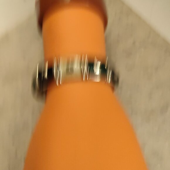 Clamper Bangle Bracelet Black & White Enamel Rhinestones Hinged - Picture 5 of 5